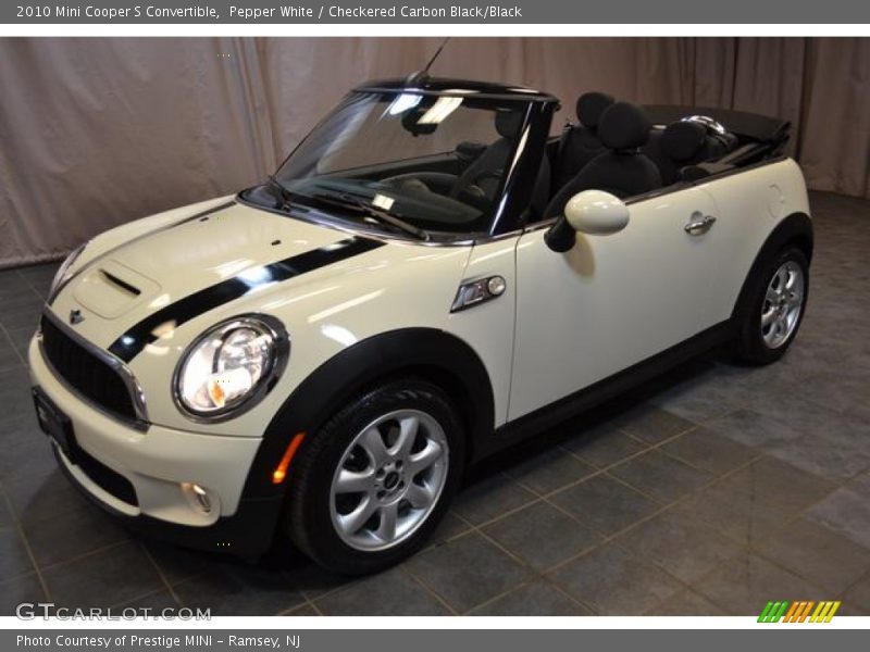 Pepper White / Checkered Carbon Black/Black 2010 Mini Cooper S Convertible