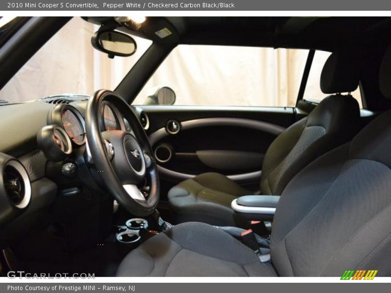 Pepper White / Checkered Carbon Black/Black 2010 Mini Cooper S Convertible