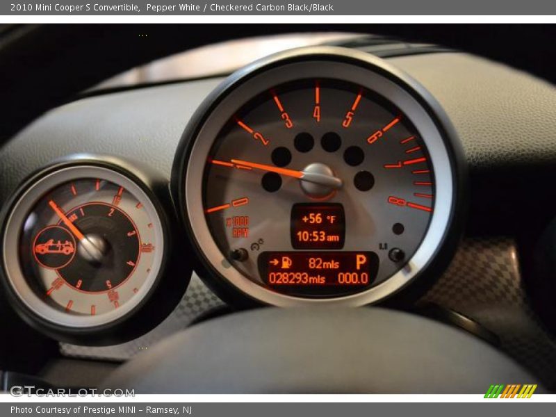 Pepper White / Checkered Carbon Black/Black 2010 Mini Cooper S Convertible