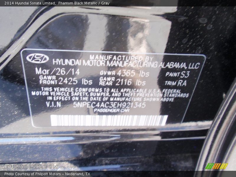 Phantom Black Metallic / Gray 2014 Hyundai Sonata Limited