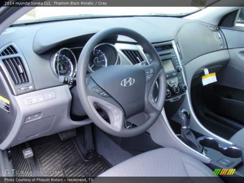 Phantom Black Metallic / Gray 2014 Hyundai Sonata GLS