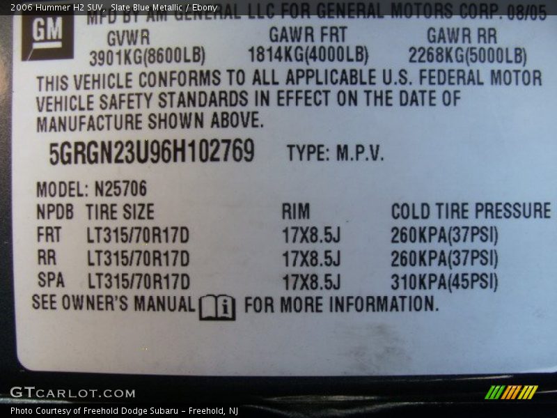 Slate Blue Metallic / Ebony 2006 Hummer H2 SUV