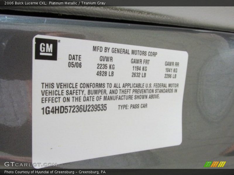 Platinum Metallic / Titanium Gray 2006 Buick Lucerne CXL