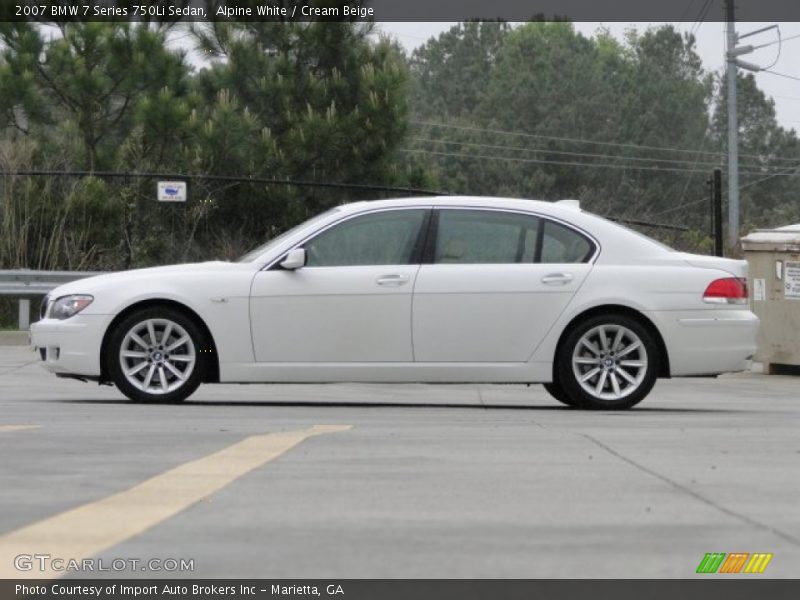 Alpine White / Cream Beige 2007 BMW 7 Series 750Li Sedan