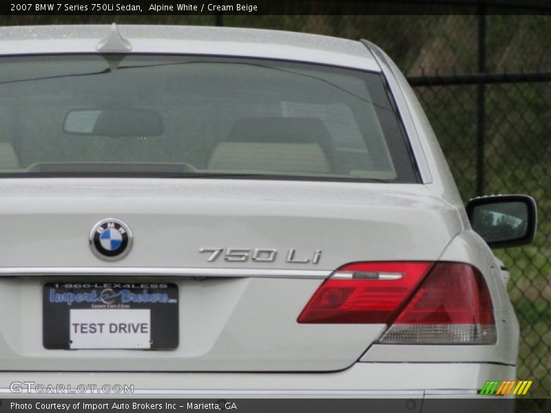 Alpine White / Cream Beige 2007 BMW 7 Series 750Li Sedan