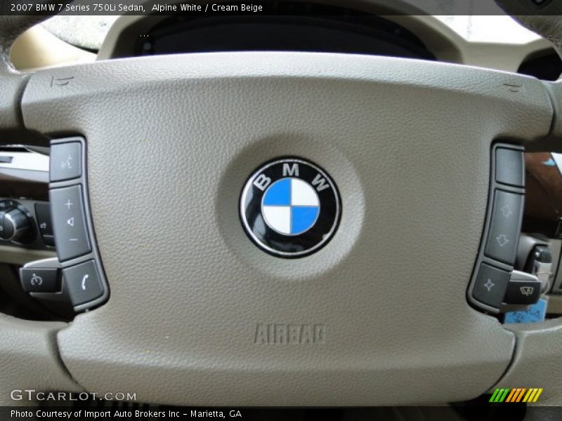 Alpine White / Cream Beige 2007 BMW 7 Series 750Li Sedan