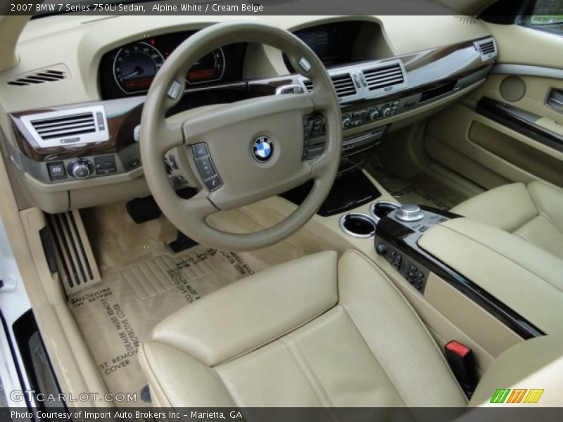 Alpine White / Cream Beige 2007 BMW 7 Series 750Li Sedan