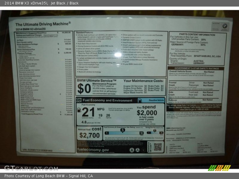Jet Black / Black 2014 BMW X3 xDrive35i