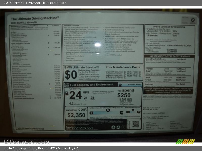 Jet Black / Black 2014 BMW X3 xDrive28i