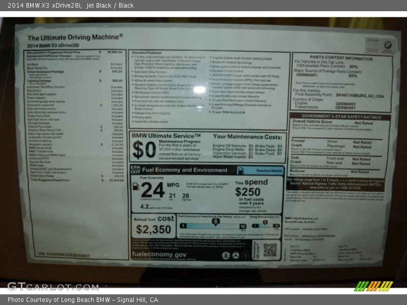 Jet Black / Black 2014 BMW X3 xDrive28i