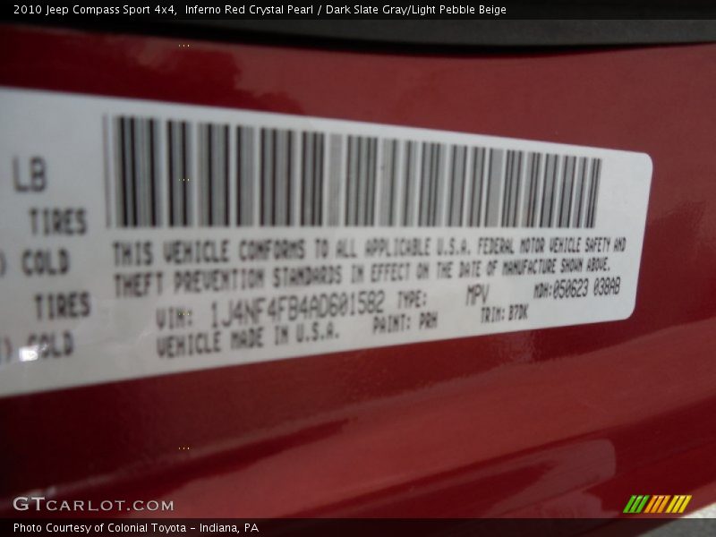 Inferno Red Crystal Pearl / Dark Slate Gray/Light Pebble Beige 2010 Jeep Compass Sport 4x4