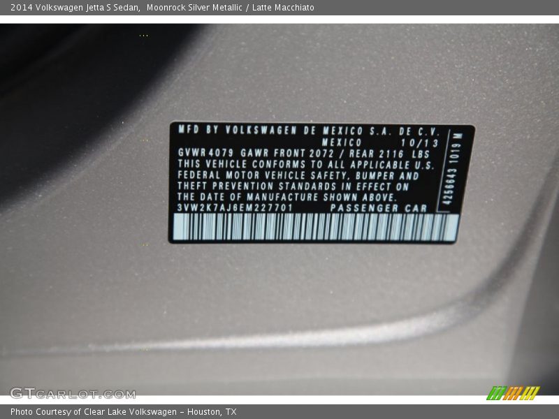 Moonrock Silver Metallic / Latte Macchiato 2014 Volkswagen Jetta S Sedan