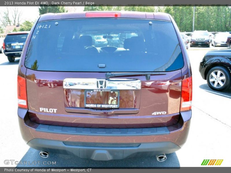 Dark Cherry Pearl / Beige 2013 Honda Pilot EX 4WD