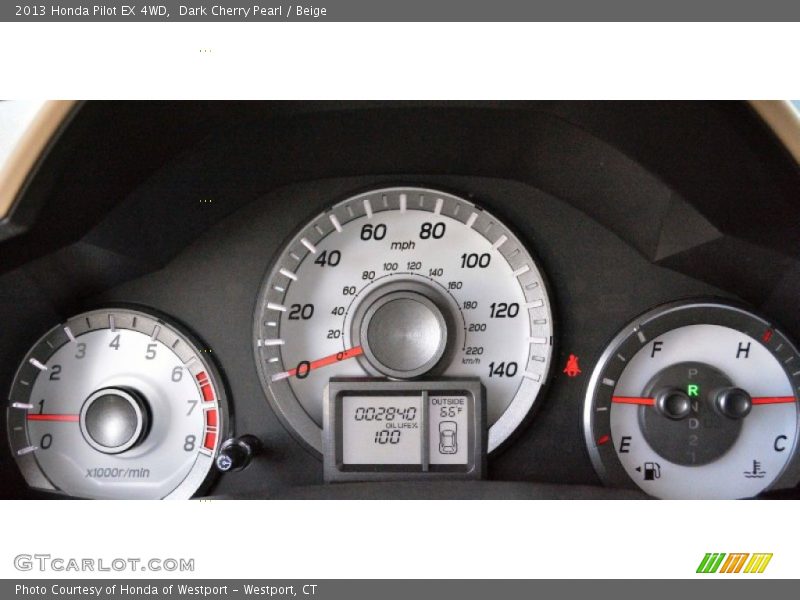 Dark Cherry Pearl / Beige 2013 Honda Pilot EX 4WD