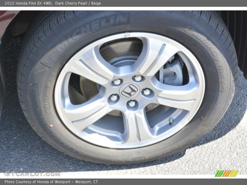 Dark Cherry Pearl / Beige 2013 Honda Pilot EX 4WD