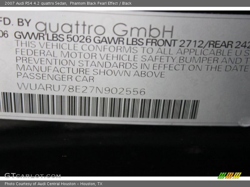 Phantom Black Pearl Effect / Black 2007 Audi RS4 4.2 quattro Sedan