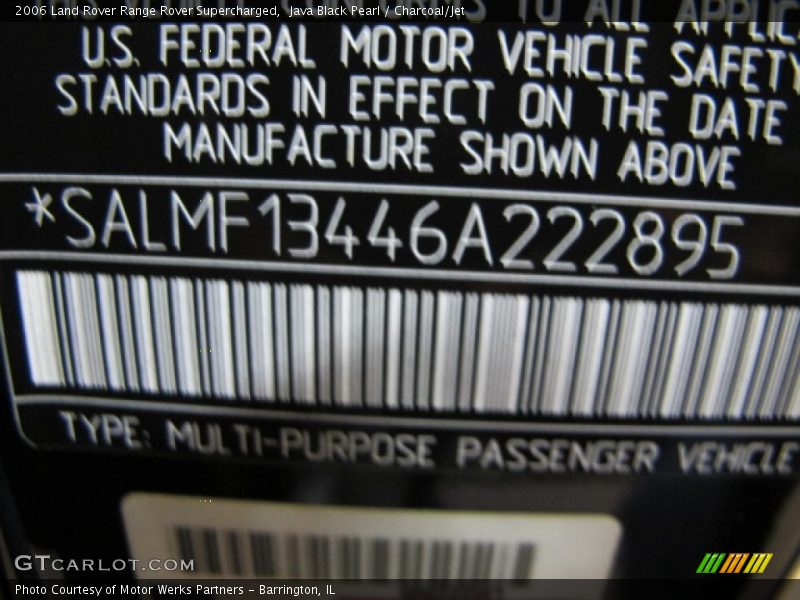 Java Black Pearl / Charcoal/Jet 2006 Land Rover Range Rover Supercharged