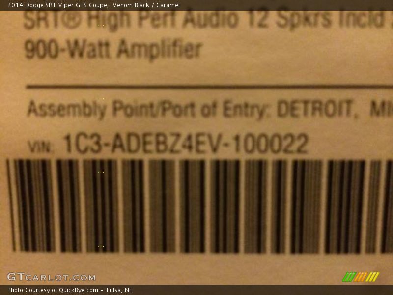 Venom Black / Caramel 2014 Dodge SRT Viper GTS Coupe