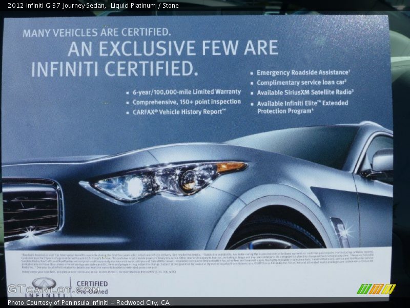Liquid Platinum / Stone 2012 Infiniti G 37 Journey Sedan