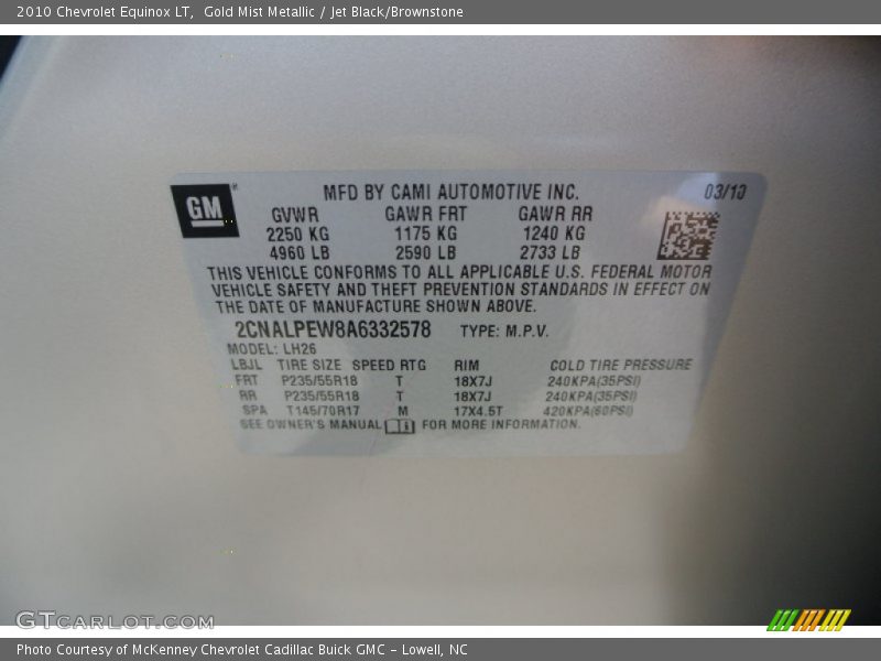 Gold Mist Metallic / Jet Black/Brownstone 2010 Chevrolet Equinox LT