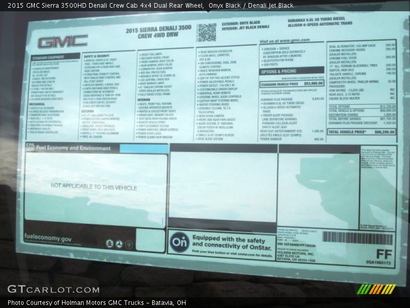  2015 Sierra 3500HD Denali Crew Cab 4x4 Dual Rear Wheel Window Sticker