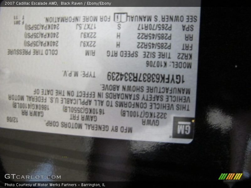 Black Raven / Ebony/Ebony 2007 Cadillac Escalade AWD