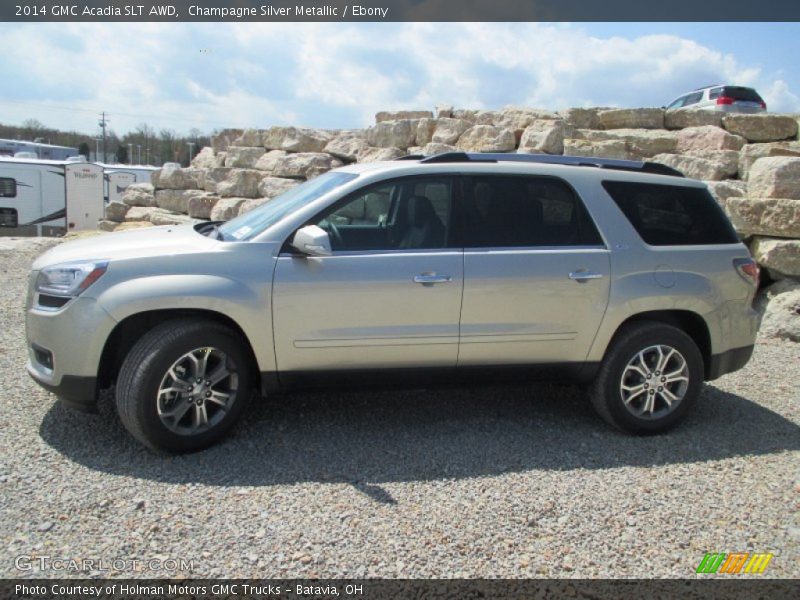 Champagne Silver Metallic / Ebony 2014 GMC Acadia SLT AWD