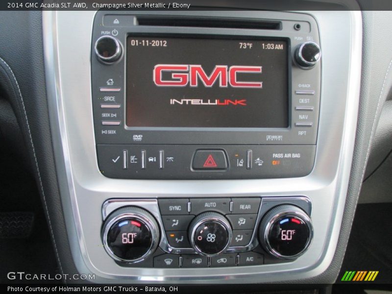 Champagne Silver Metallic / Ebony 2014 GMC Acadia SLT AWD