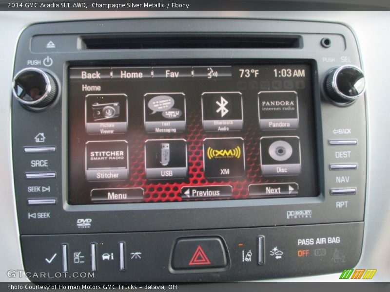 Champagne Silver Metallic / Ebony 2014 GMC Acadia SLT AWD