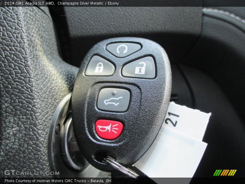 Champagne Silver Metallic / Ebony 2014 GMC Acadia SLT AWD