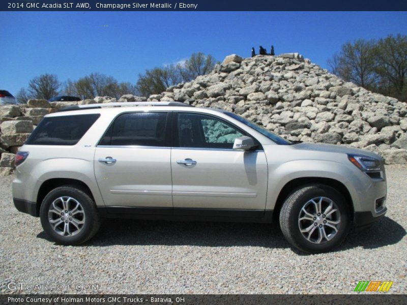 Champagne Silver Metallic / Ebony 2014 GMC Acadia SLT AWD