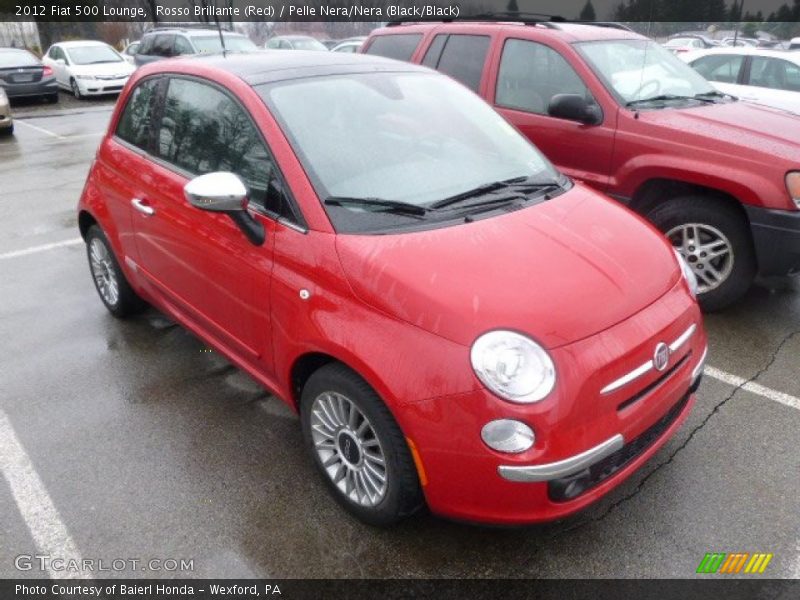 Rosso Brillante (Red) / Pelle Nera/Nera (Black/Black) 2012 Fiat 500 Lounge