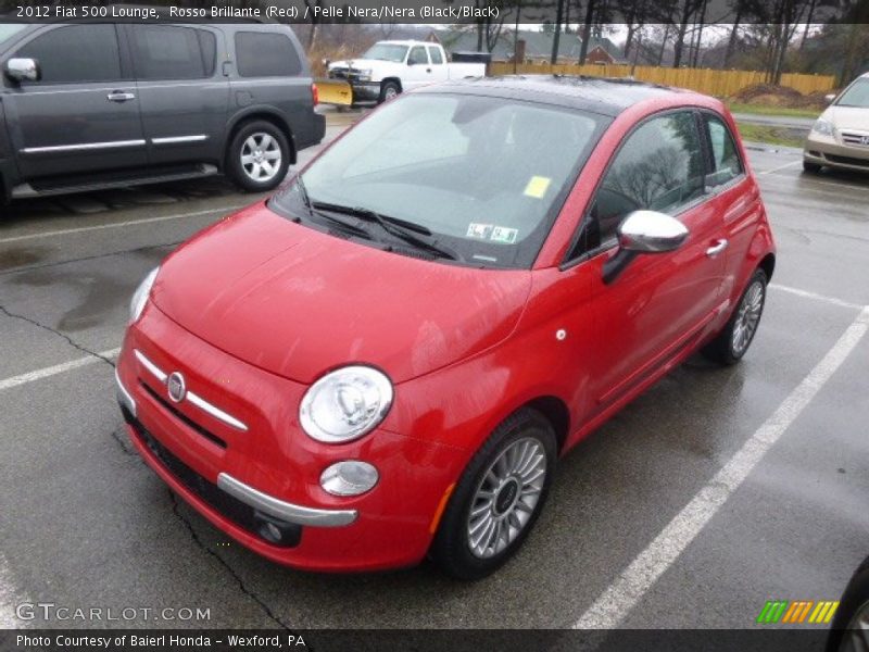 Rosso Brillante (Red) / Pelle Nera/Nera (Black/Black) 2012 Fiat 500 Lounge