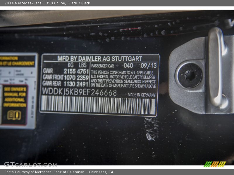 Black / Black 2014 Mercedes-Benz E 350 Coupe