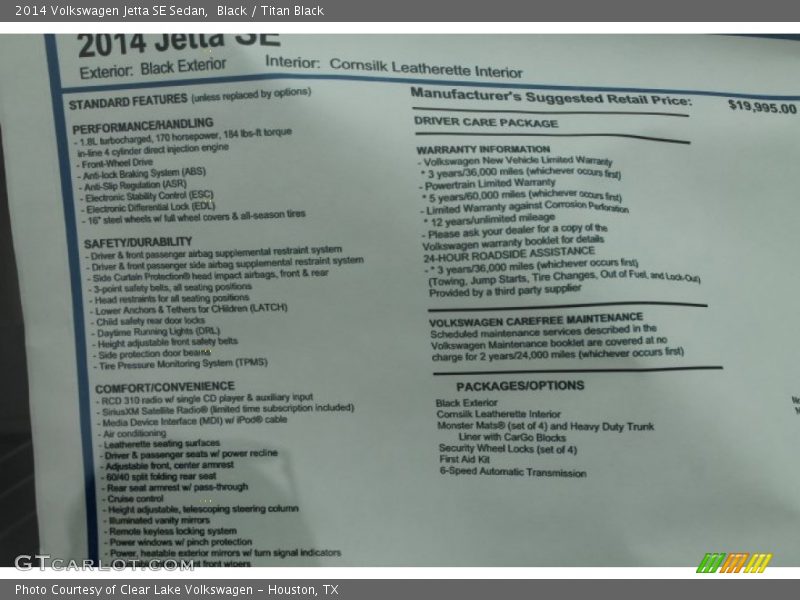 Black / Titan Black 2014 Volkswagen Jetta SE Sedan