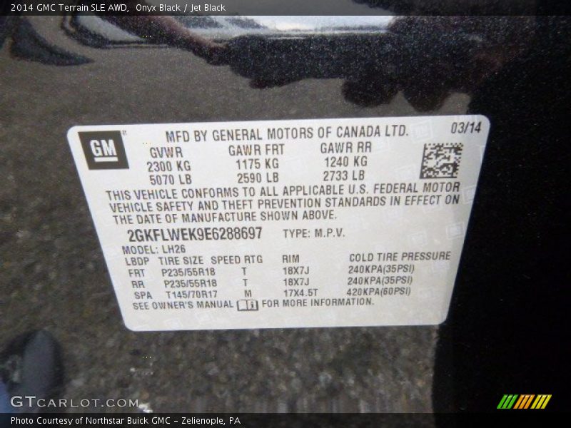 Onyx Black / Jet Black 2014 GMC Terrain SLE AWD