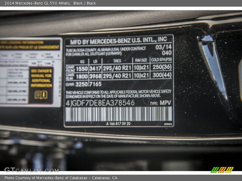 Black / Black 2014 Mercedes-Benz GL 550 4Matic