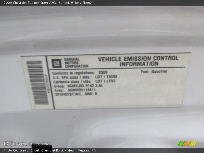 Summit White / Ebony 2009 Chevrolet Equinox Sport AWD