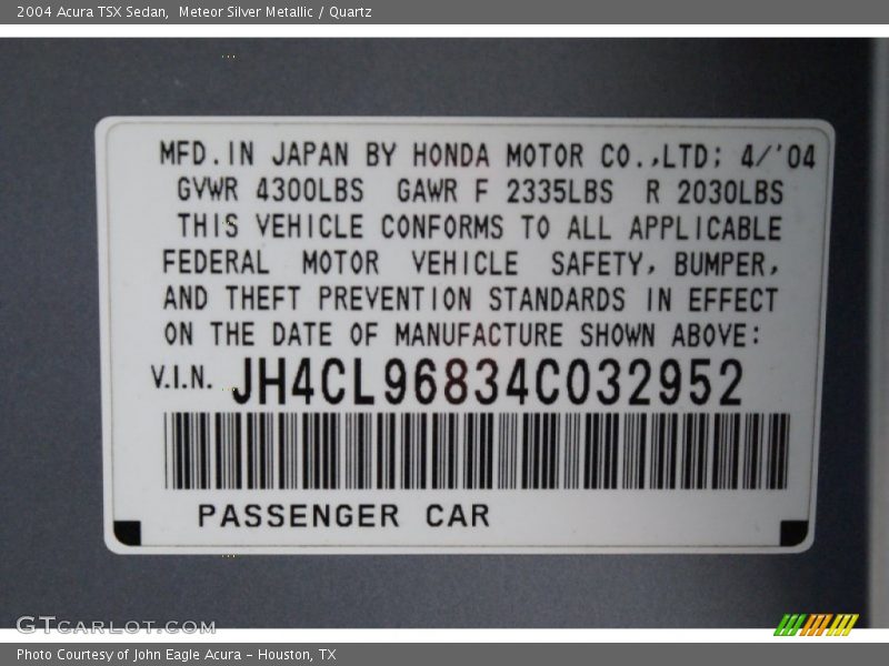 Meteor Silver Metallic / Quartz 2004 Acura TSX Sedan