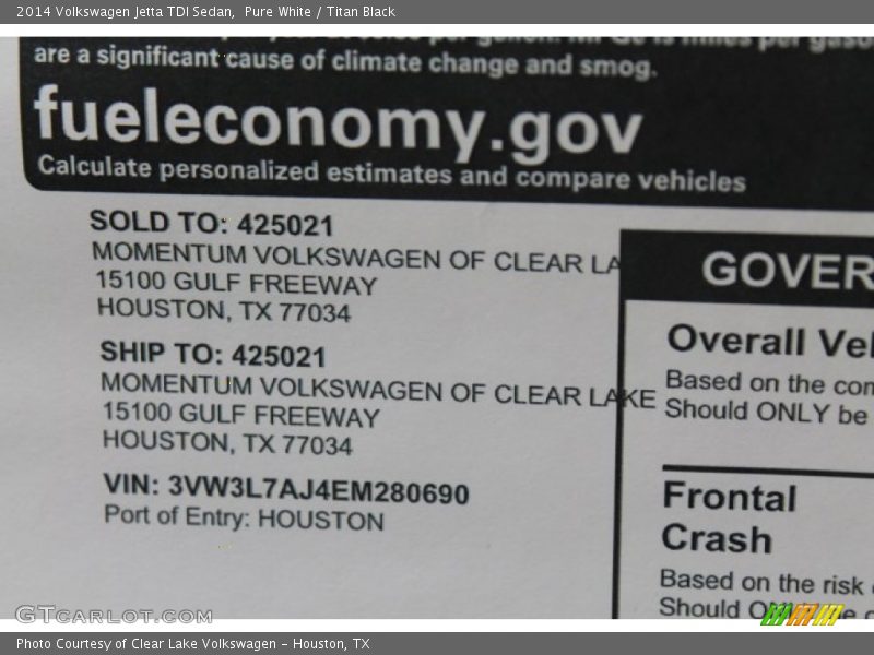 Pure White / Titan Black 2014 Volkswagen Jetta TDI Sedan