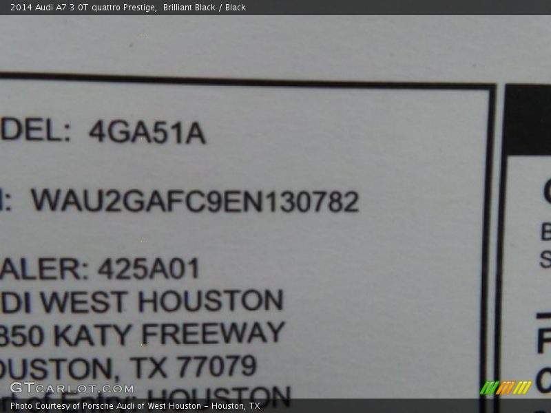 Brilliant Black / Black 2014 Audi A7 3.0T quattro Prestige