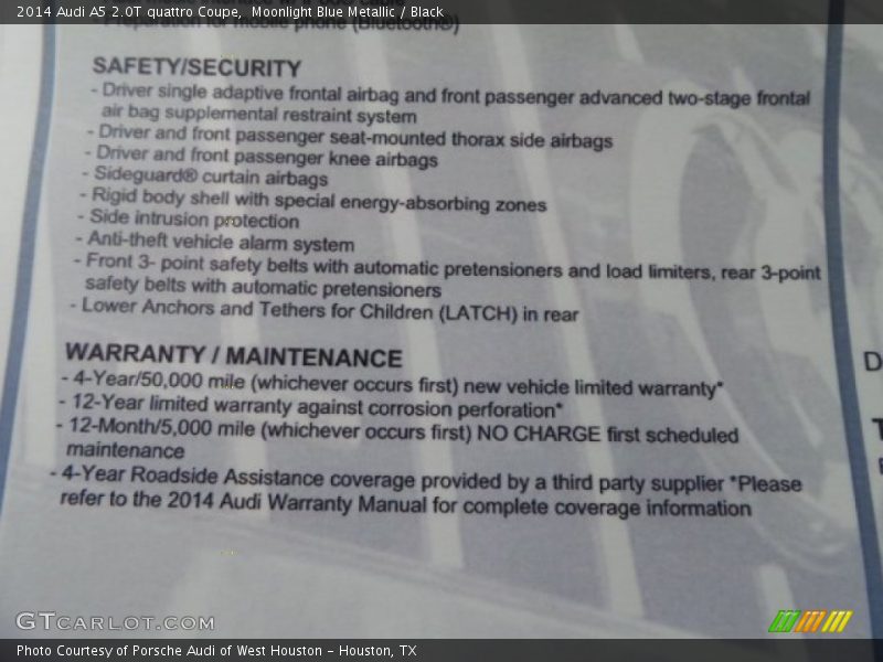 Moonlight Blue Metallic / Black 2014 Audi A5 2.0T quattro Coupe