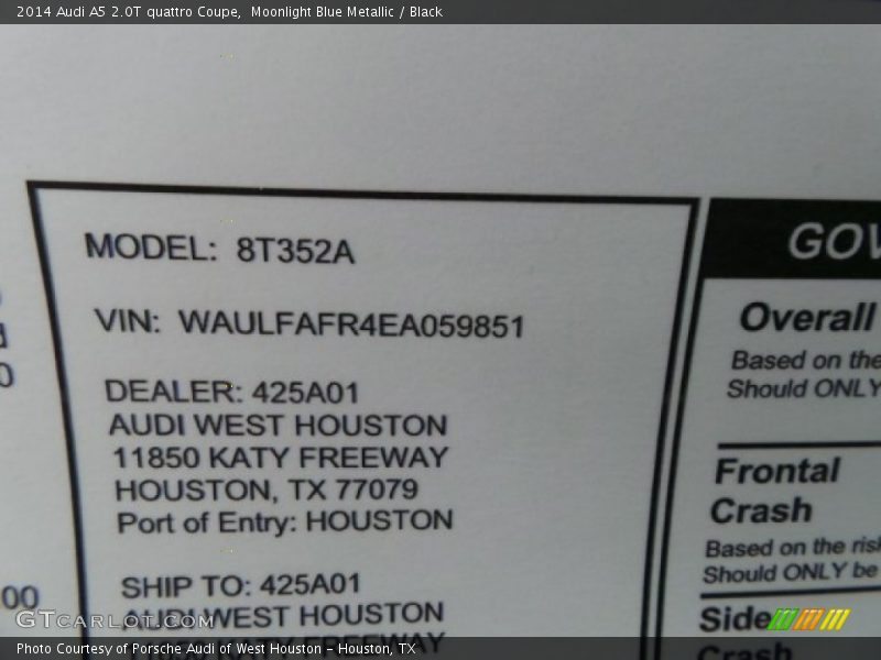 Moonlight Blue Metallic / Black 2014 Audi A5 2.0T quattro Coupe