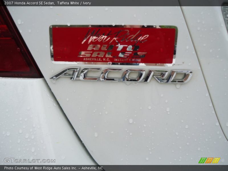 Taffeta White / Ivory 2007 Honda Accord SE Sedan