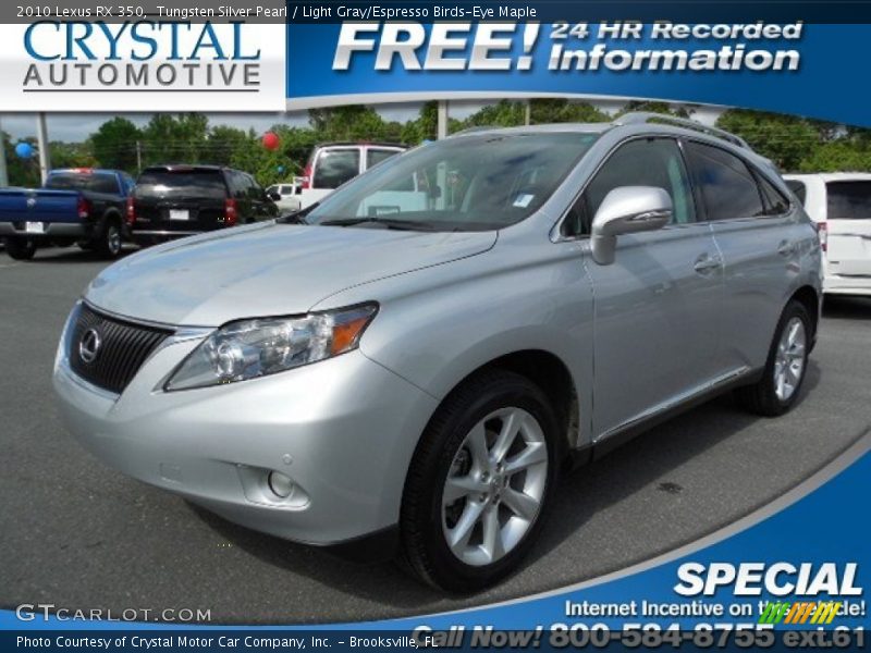 Tungsten Silver Pearl / Light Gray/Espresso Birds-Eye Maple 2010 Lexus RX 350