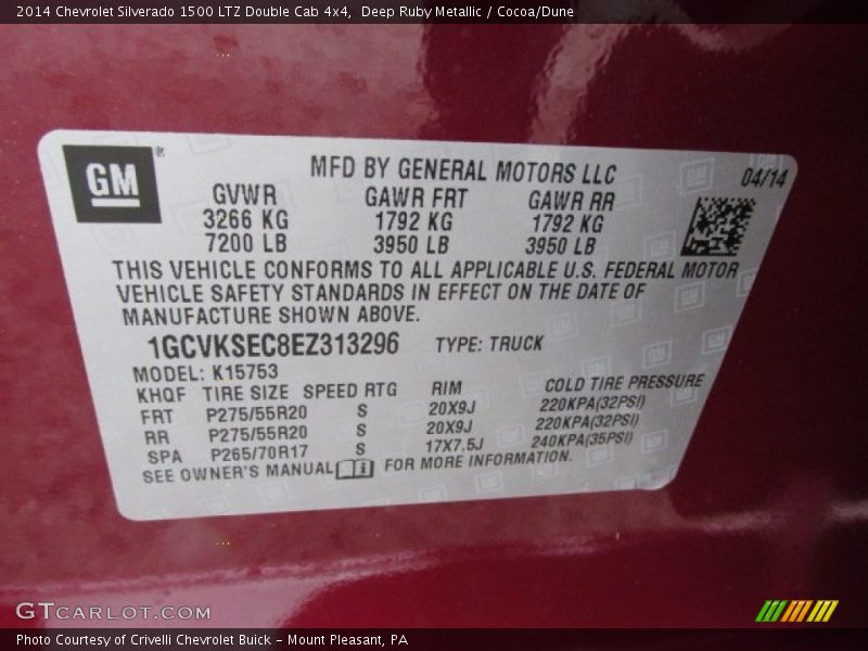 Deep Ruby Metallic / Cocoa/Dune 2014 Chevrolet Silverado 1500 LTZ Double Cab 4x4