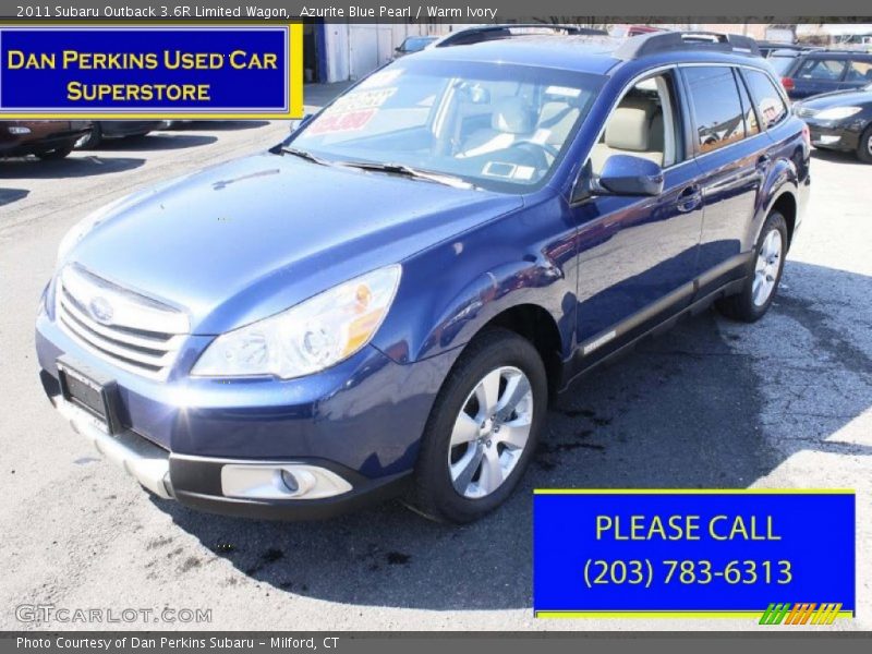 Azurite Blue Pearl / Warm Ivory 2011 Subaru Outback 3.6R Limited Wagon