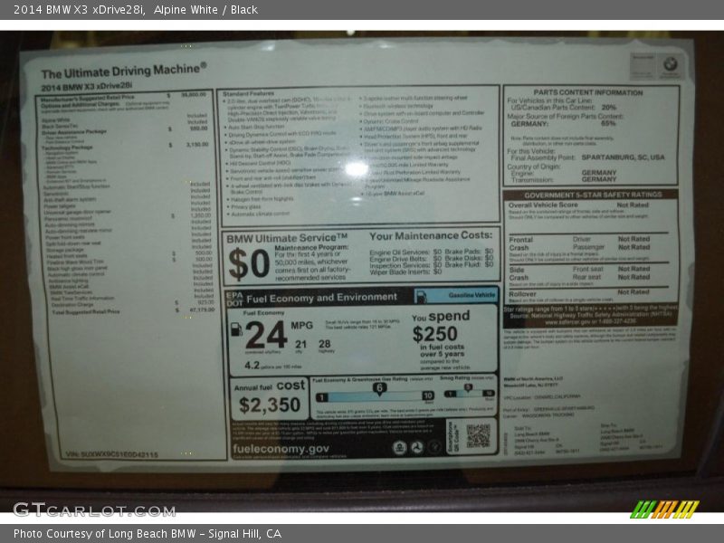 Alpine White / Black 2014 BMW X3 xDrive28i