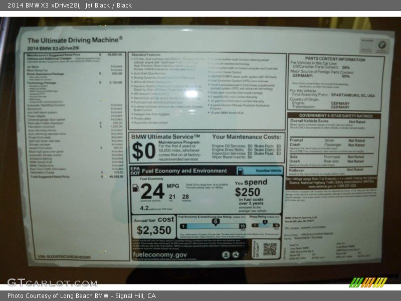 Jet Black / Black 2014 BMW X3 xDrive28i