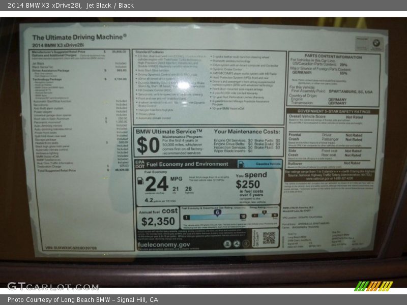 Jet Black / Black 2014 BMW X3 xDrive28i